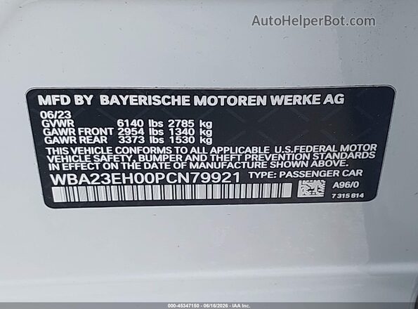 WBA23EH00PCN79921 2023 BMW 7 SERIES White Widok komory silnika