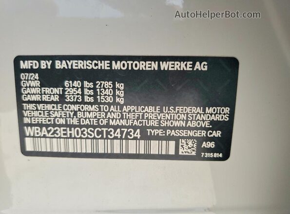 WBA23EH03SCT34734 2025 BMW OTHER White 