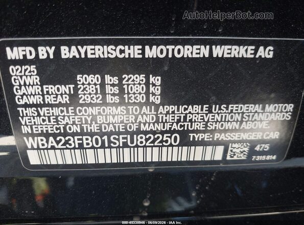 WBA23FB01SFU82250 2025 BMW 4 SERIES Black Vista del compartimento del motor