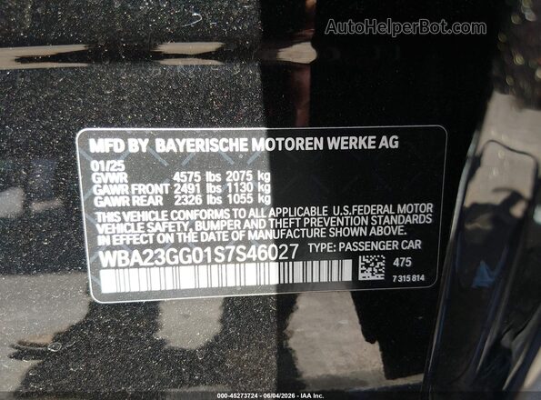 WBA23GG01S7S46027 2025 BMW 2 SERIES Black Շարժիչի բաժամունքի տեսք