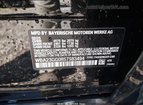 WBA23GG08S7S83494 2025 BMW 2 SERIES Black Вид підкапотного простору