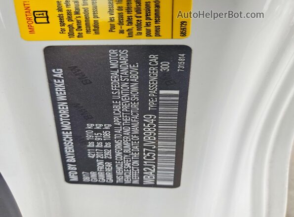 WBA2J1C57JVB98549 2018 BMW OTHER White 