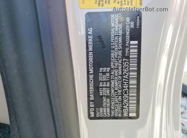 WBA2K9C34H7A26357 2017 BMW 2 SERIES White ძრავის განყოფილების ხედი