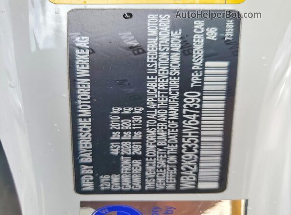 WBA2K9C35HV647390 2017 BMW OTHER White 
