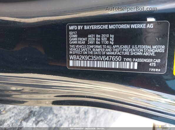 WBA2K9C35HV647650 2017 BMW 2 SERIES Black Widok komory silnika
