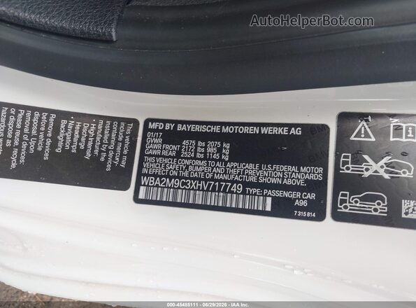 WBA2M9C3XHV717749 2017 BMW 2 SERIES White Вид підкапотного простору