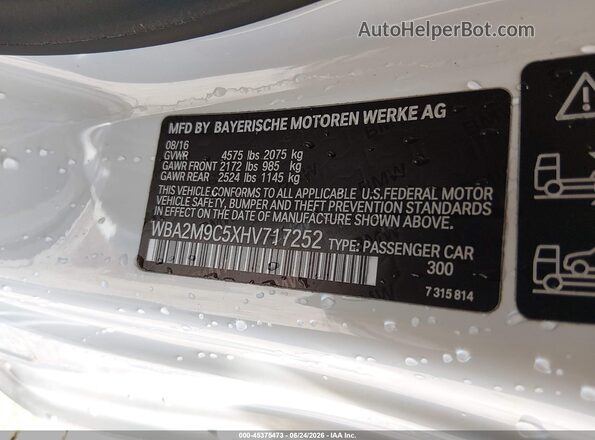 WBA2M9C5XHV717252 2017 BMW 2 SERIES White Widok komory silnika