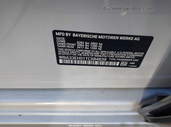 WBA33EH01TCX84839 2026 BMW 7 SERIES White 