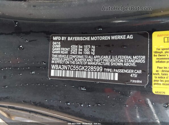 WBA3N7C55GK228599 2016 BMW 7 SERIES Черный Вид подкапотного пространства