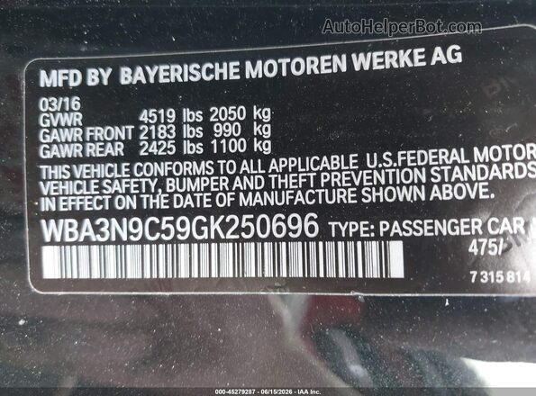 WBA3N9C59GK250696 2016 BMW 4 SERIES Black Widok komory silnika