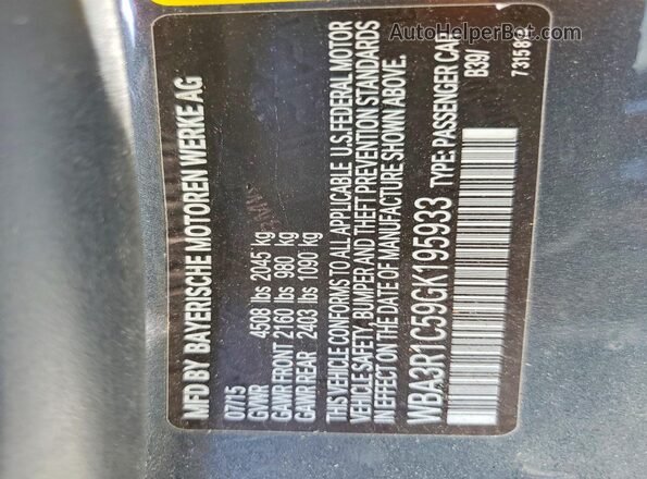 WBA3R1C59GK195933 2016 BMW 4 SERIES Gray Widok komory silnika