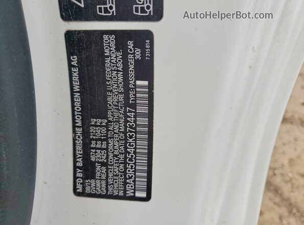 WBA3R5C54GK373447 2016 BMW OTHER White Вид підкапотного простору