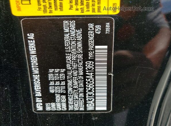 WBA3T3C56G5A41369 2016 BMW OTHER Black Вид наклейки з VIN-кодом