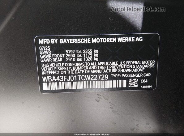 WBA43FJ01TCW22729 2026 BMW 5 SERIES Black Շարժիչի բաժամունքի տեսք