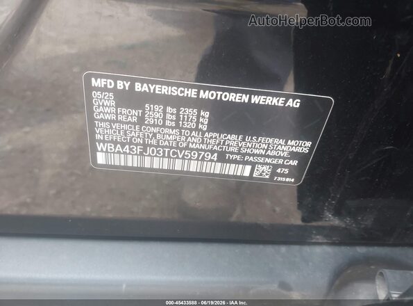 WBA43FJ03TCV59794 2026 BMW 5 SERIES Black Շարժիչի բաժամունքի տեսք