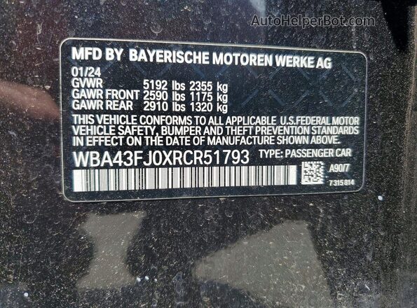 WBA43FJ0XRCR51793 2024 BMW 5 SERIES Gray 