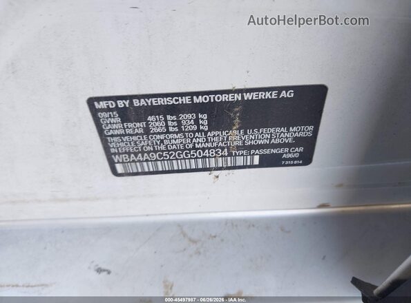 WBA4A9C52GG504834 2016 BMW 4 SERIES White ძრავის განყოფილების ხედი