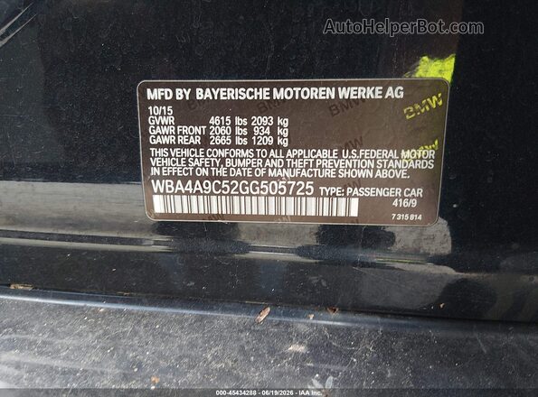 WBA4A9C52GG505725 2016 BMW OTHER Black Engine compartment view
