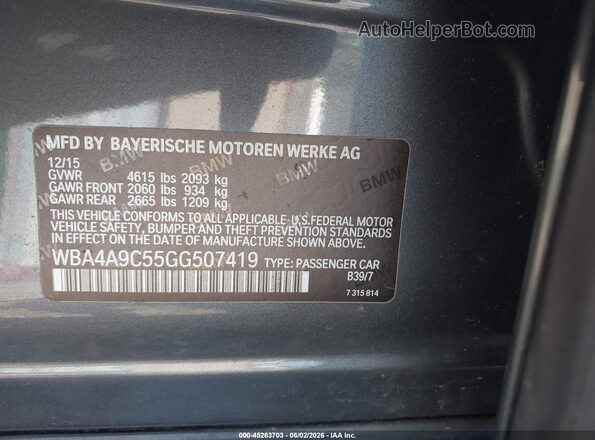WBA4A9C55GG507419 2016 BMW 7 SERIES Серый 