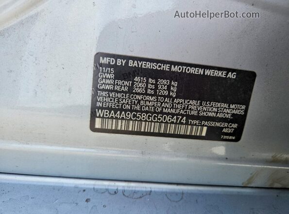 WBA4A9C58GG506474 2016 BMW OTHER Silver 
