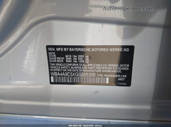 WBA4A9C5XGG505309 2016 BMW 7 SERIES Silver Widok komory silnika