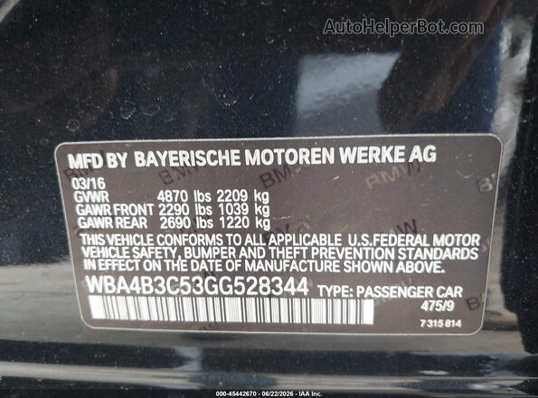 WBA4B3C53GG528344 2016 BMW 4 SERIES Black Widok komory silnika