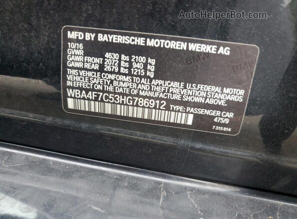 WBA4F7C53HG786912 2017 BMW 4 SERIES Black Engine compartment view