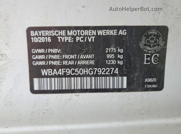 WBA4F9C50HG792274 2017 BMW OTHER White ძრავის განყოფილების ხედი
