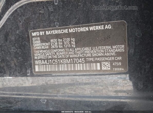 WBA4J1C51KBM17045 2019 BMW 4 SERIES Black Engine compartment view