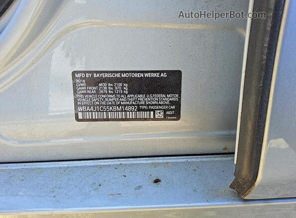 WBA4J1C55KBM14892 2019 BMW 4 SERIES Silver Vista del compartimento del motor