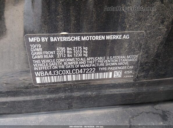 WBA4J3C0XLCD47222 2020 BMW 4 SERIES Черный Вид подкапотного пространства