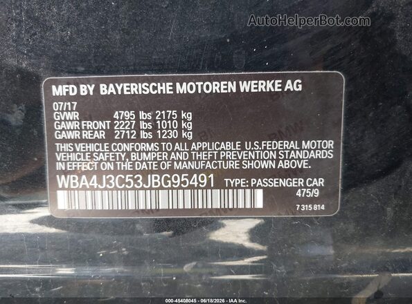 WBA4J3C53JBG95491 2018 BMW 4 SERIES Black Vista del compartimento del motor