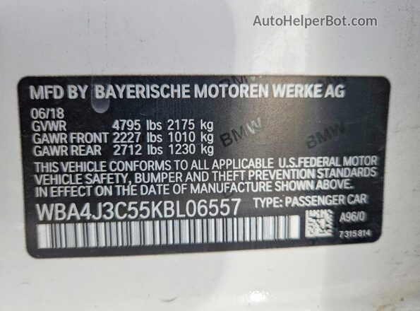 WBA4J3C55KBL06557 2019 BMW 4 SERIES Белый Вид подкапотного пространства