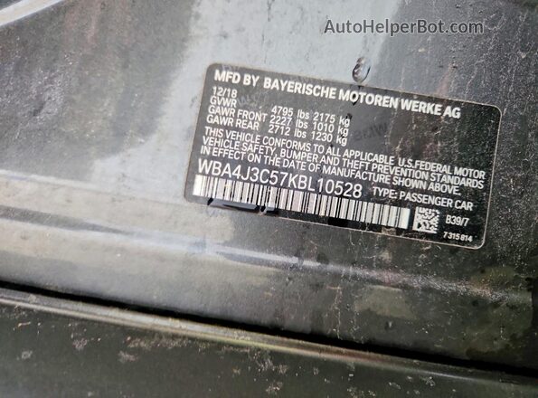 WBA4J3C57KBL10528 2019 BMW 4 SERIES Gray ძრავის განყოფილების ხედი