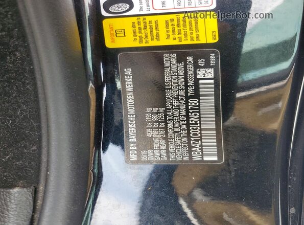 WBA4Z1C03L5N51780 2020 BMW OTHER Black Widok naklejki z numerem VIN