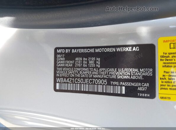 WBA4Z1C50JEC70905 2018 BMW OTHER Silver Engine compartment view