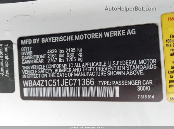 WBA4Z1C51JEC71366 2018 BMW 7 SERIES White 
