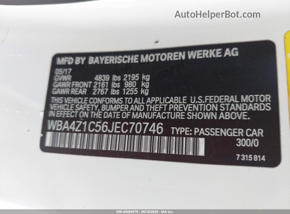 WBA4Z1C56JEC70746 2018 BMW 7 SERIES Белый Вид подкапотного пространства