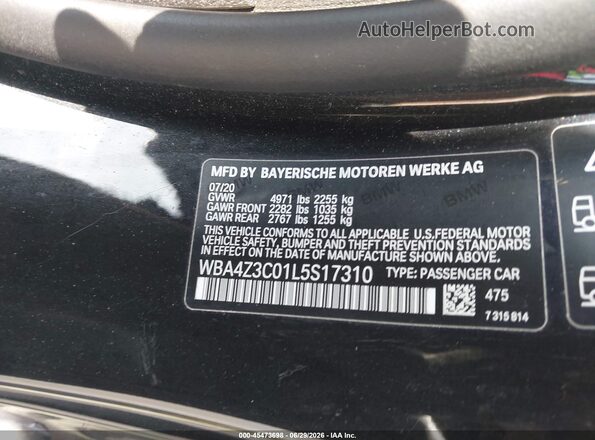 WBA4Z3C01L5S17310 2020 BMW 4 SERIES Black ძრავის განყოფილების ხედი