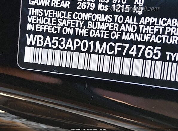WBA53AP01MCF74765 2021 BMW 4 SERIES Black Widok komory silnika