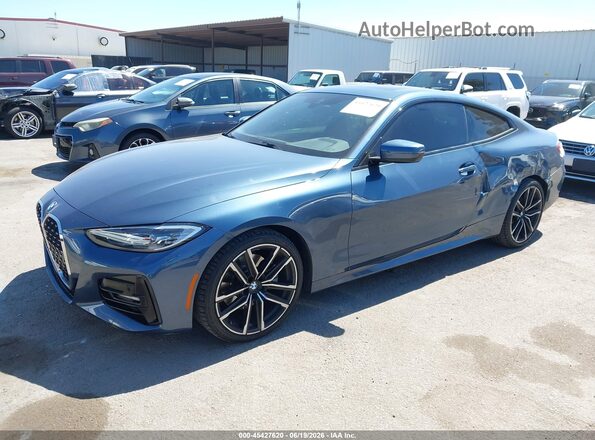 WBA53AP08MCF74553 2021 BMW 4 SERIES Blue წინა მარცხენა ხედი სამი მეოთხედიდან