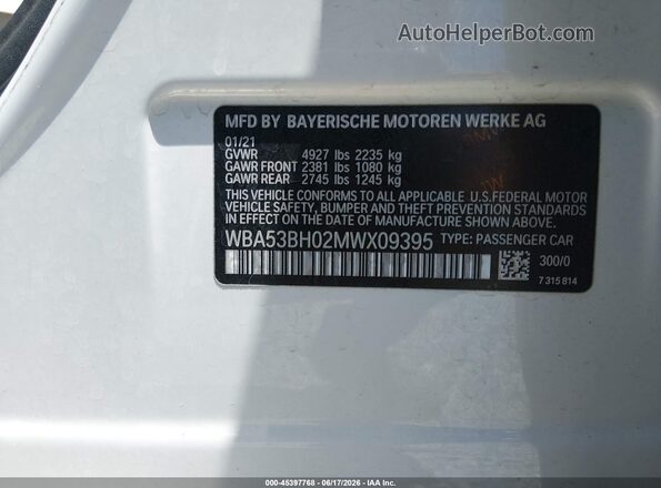 WBA53BH02MWX09395 2021 BMW 5 SERIES White Շարժիչի բաժամունքի տեսք