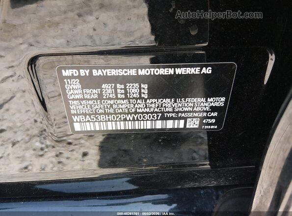 WBA53BH02PWY03037 2023 BMW 5 SERIES Black Widok komory silnika