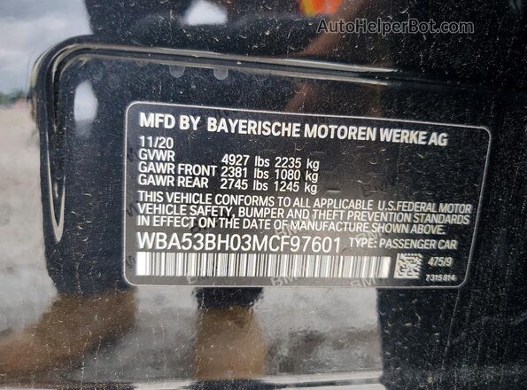 WBA53BH03MCF97601 2021 BMW 5 SERIES Black Widok komory silnika