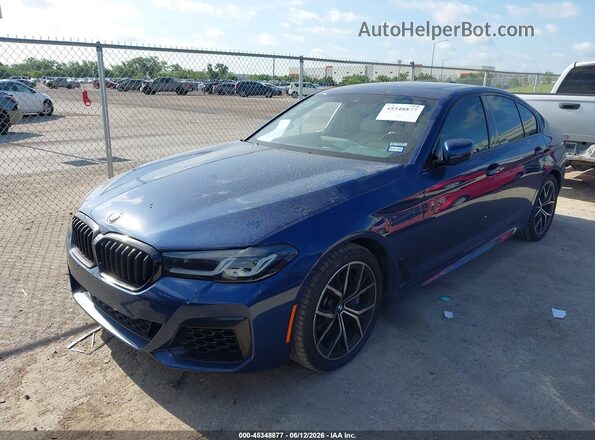 WBA53BJ00NWX50460 2022 BMW 5 SERIES Blue Vista tres cuartos delantera izquierda