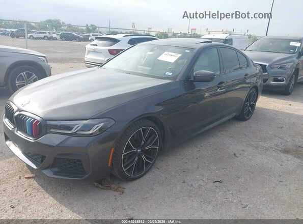WBA53BJ03MCG07392 2021 BMW 5 SERIES Gray Առջևի ձախ երեք քառորդ տեսարան