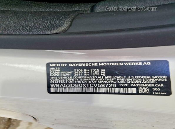 WBA53DB0XTCV58729 2026 BMW OTHER White Widok komory silnika