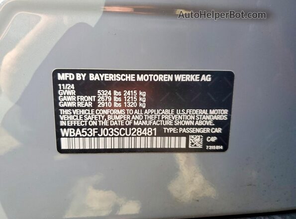 WBA53FJ03SCU28481 2025 BMW 5 SERIES Gray Engine compartment view