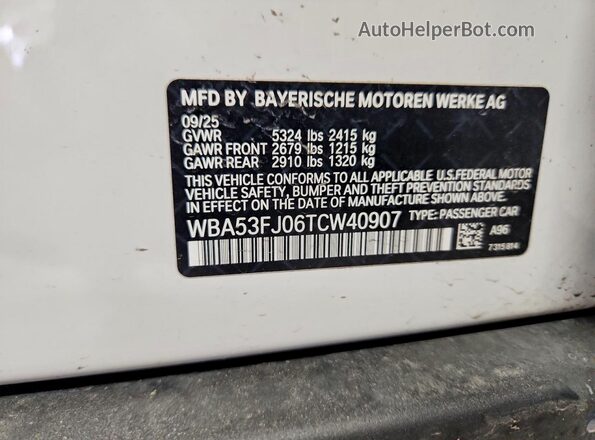WBA53FJ06TCW40907 2026 BMW 5 SERIES White 