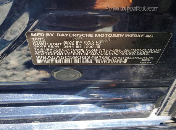 WBA5A5C58GG349168 2016 BMW 5 SERIES Blue Vista del compartimento del motor